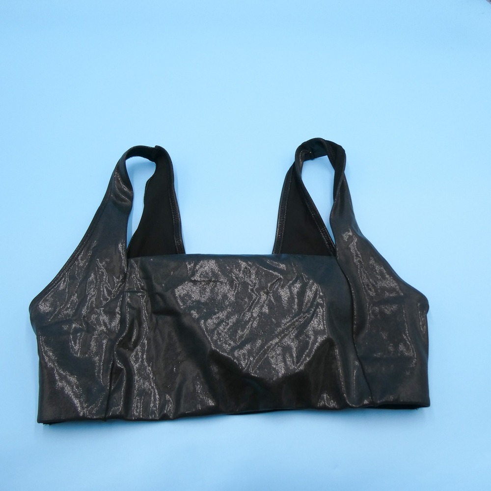 PINK Sports Bra Womens XL Ultimate Lightly Lined Black Metallic Shine Polyester‎